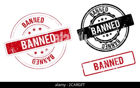 square grunge red banned stamp Stock Vector
