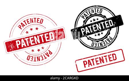 patented label. patented red band sign. patented. patented stamp Stock Vector