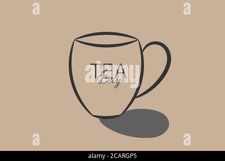 Tea day concept by simple single line work. Vector Illustration. Stock Vector