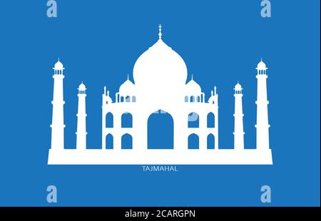 Vector Illustration of Famous Indian Monument Tajmahal, Agra which is one the seven wonders. Stock Vector