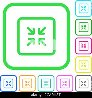 Shrink object vivid colored flat icons in curved borders on white background Stock Vector