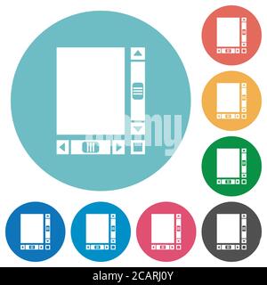 Blank document with scroll bars flat white icons on round color backgrounds Stock Vector