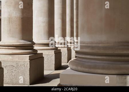 The Stone Columns of the London Royal Exchange Building Stock Photo