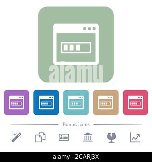Application installing white flat icons on color rounded square backgrounds. 6 bonus icons included Stock Vector