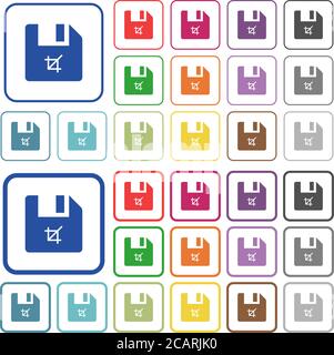 Truncate file color flat icons in rounded square frames. Thin and thick versions included. Stock Vector