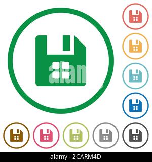 File components flat color icons in round outlines on white background Stock Vector