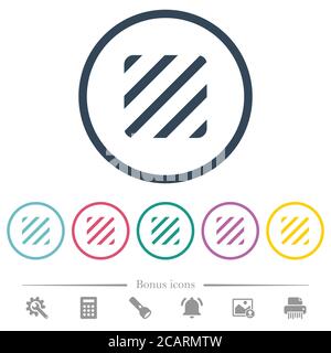 Texture flat color icons in round outlines. 6 bonus icons included. Stock Vector