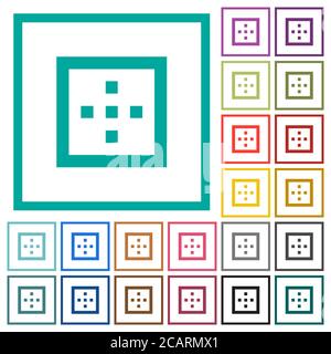 Outer borders flat color icons with quadrant frames on white background Stock Vector