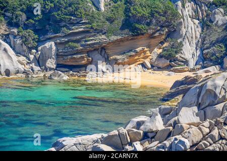 golden beach in Capo Testa, Sardinia Stock Photo