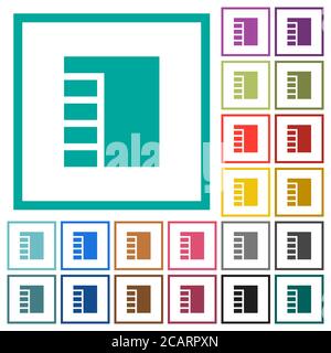 Vertical tabbed layout active flat color icons with quadrant frames on white background Stock Vector