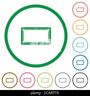 Empty billiard table flat color icons in round outlines on white background Stock Vector