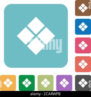 Diagonal tile pattern white flat icons on color rounded square backgrounds Stock Vector