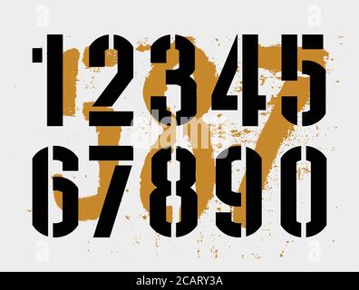 Stencil-plate numbers. Boldface condensed stencil numbers. Vectors Stock Vector