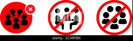 Social distancing avoid crowds icon. Coronavirus or covid-19 protection concept. no meeting avoid. No gathering in group icon set Stock Vector
