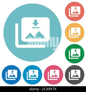 Download multiple images flat icons on simple color square backgrounds ...