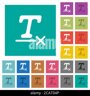 Clear text format multi colored flat icons on plain square backgrounds. Included white and darker icon variations for hover or active effects. Stock Vector
