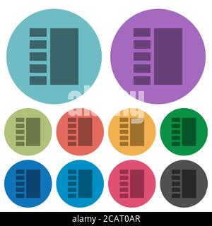 Vertical tabbed layout darker flat icons on color round background Stock Vector