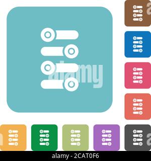 Fine tune white flat icons on color rounded square backgrounds Stock Vector