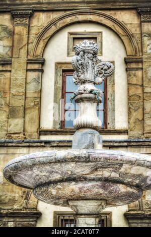 close up of a fountain in Santa Croce square in Florence, Italy Stock Photo