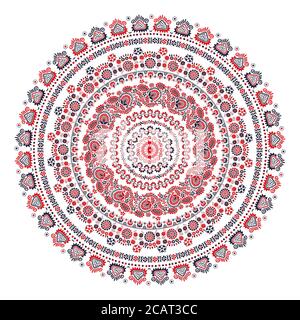 Decorative round folk ornament in Szekeli style, vector Stock Vector