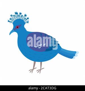 Crowned dove. A blue pigeon with a fan on its head Stock Vector