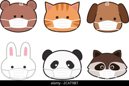 Set Of Animals Masks Isolated On White Background Stock