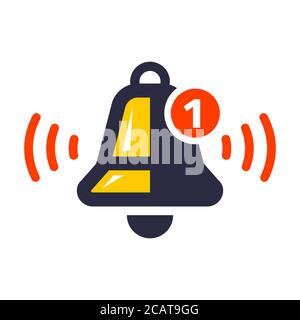 the bell icon indicates the arrival of the message. flat vector illustration isolated on white background. Stock Vector