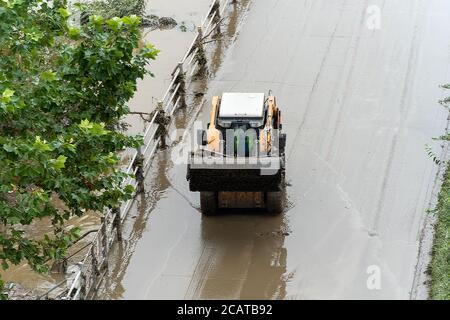 It was taken on an overpass that goes to the Han River from the Capital Museum near Seoul Forest. Stock Photo