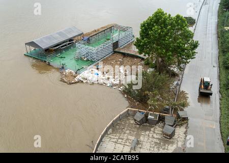 It was taken on an overpass that goes to the Han River from the Capital Museum near Seoul Forest. Stock Photo