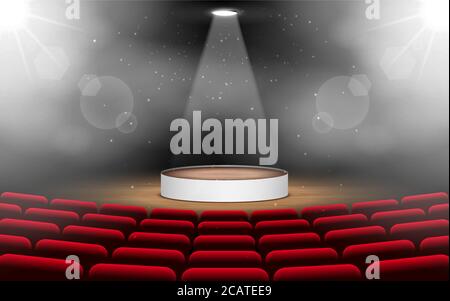 wooden podium with spotlight on the stage Stock Vector