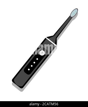 Electric toothbrush icon isolated on white background. Element for cleaning teeth. Dentistry equipment illustration. Vector tooth care tool in flat Stock Vector