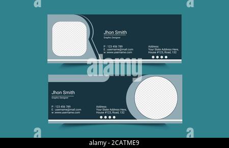 Mail signature Template DesignOffice business visit cards for webmail user interface with the place. Stock Vector