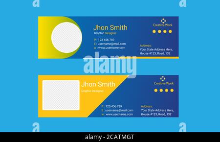 Mail signature Template Design. Office business visit cards for webmail user interface with the place. Stock Vector