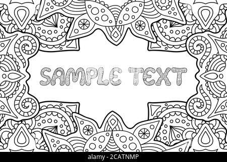 Beautiful coloring book page with eastern pattern and copy space in the center Stock Vector