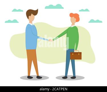 Illustration vector design of two persons handshake for business. Stock Vector