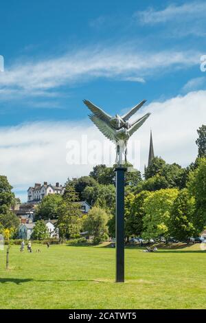 View of Ross on Wye from the riverside gardens. Stock Photo
