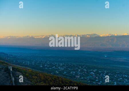 The mountain landscape in Sighnaghi, in southeast part of Georgia. Stock Photo