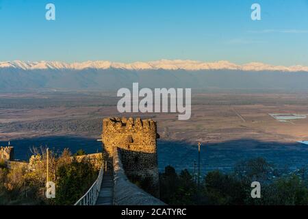 The ancient city walls in Sighnaghi, Georgia. Stock Photo