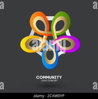 Logo connecting people. Logo design company vector. Abstract modern icon shape idea. Web business concept. Stock Vector