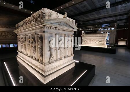 Sarcophagus of the Crying Women in Istanbul Archaeological Museums, Istanbul City, Turkey Stock Photo