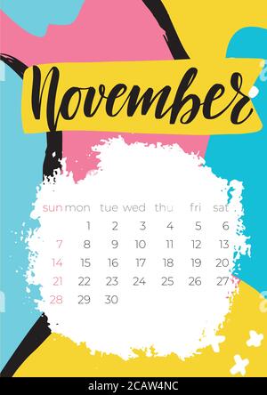 Modern November 2021 calendar, great design for any purposes. Stock Vector