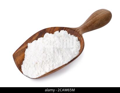 scoop with flour isolated on white Stock Photo