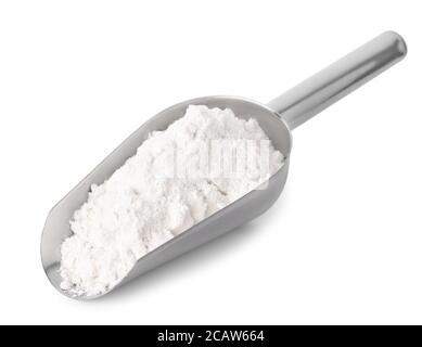 scoop with flour isolated on white Stock Photo