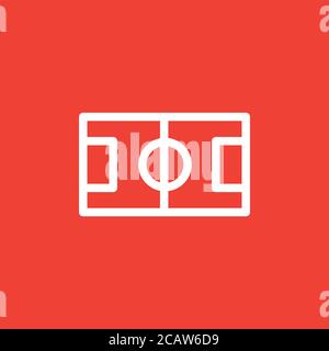 Football Field Icon On Red Background. Red Flat Style Vector Illustration. Stock Photo