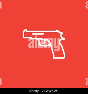 Gun Line Red Icon On White Background. Red Flat Style Vector ...