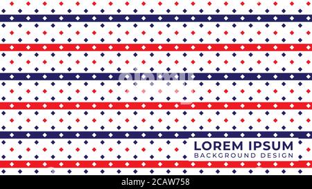 American Style background design template. Horizontal stripe lines with diamond shape ornament. Red White Blue Color Theme. Vector Illustration. Stock Vector