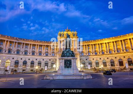 The Neue Burg at Hofburg in Vienna at night Stock Photo