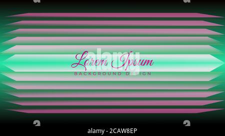 Dark Neon Stripes Vector Illustration. Abstract Background Design Template. Black Pink Green Color Theme Stock Vector