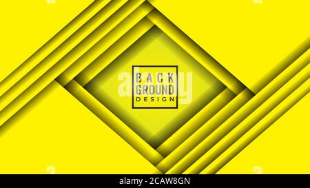 Layered Square Shape With Diagonal Stripes Vector Illustration. Abstract Background Design Template. Yellow Color Theme. Simple and Clean Design Style Stock Vector