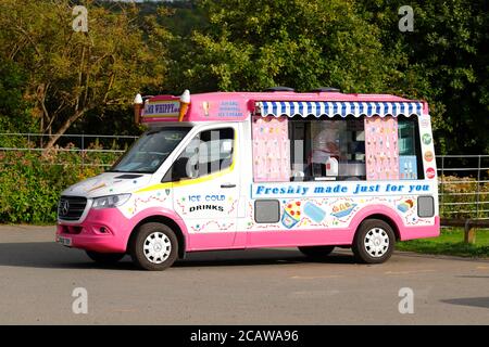 A Mr Whippy Ice Cream Van parked at Temple Newsam in Leeds Stock Photo